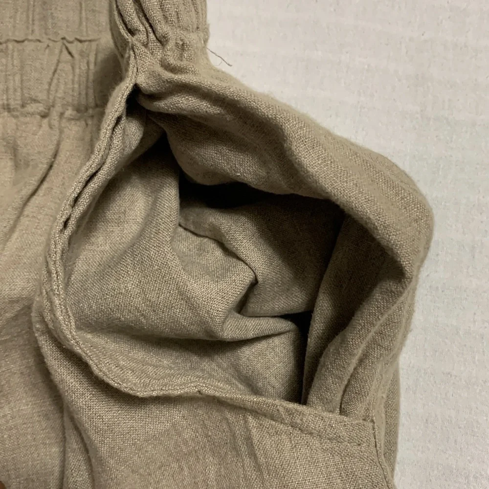 Flax Women’s 100% Linen Classic Wide-Leg Oatmeal Large Pants Lagenlook Quiet - Picture 3 of 11
